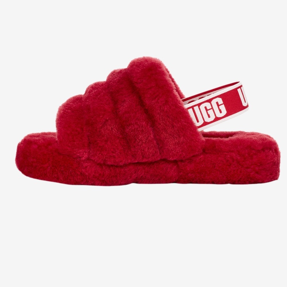 Nwot Ugg Samba Red Fluff Yeah Slides Size 5 Kids … - image 2